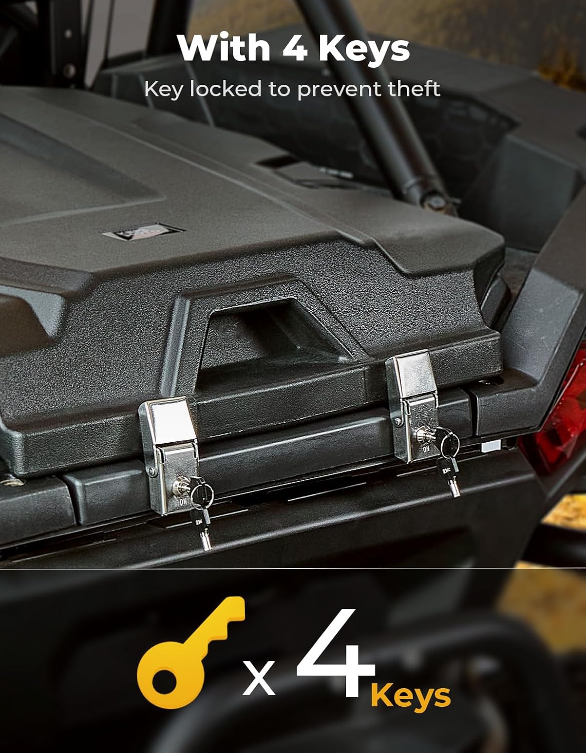 KEMIMOTO 2024 2025 XP 1000 Tonneau Cover Upgraded Waterproof Compatible with Polaris RZR XP 1000/4 2024 2025 Heavy-Duty Rear Bed Cargo Box Storage Enclosure Trunk Accessories Replace #2884548