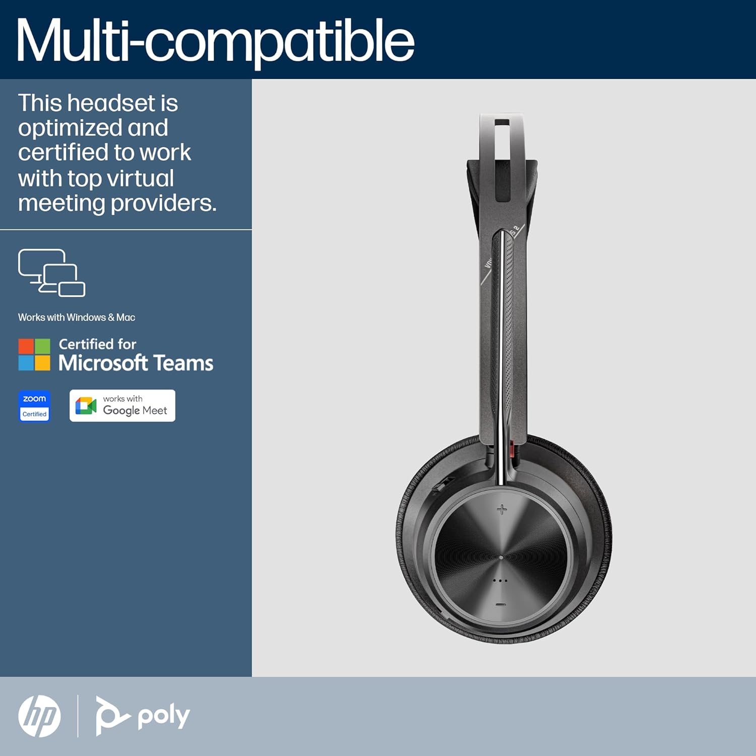 Poly Voyager Focus 2 USB-C-C Headset USB-C/A Adapter Charging Stand (A58JDAA)