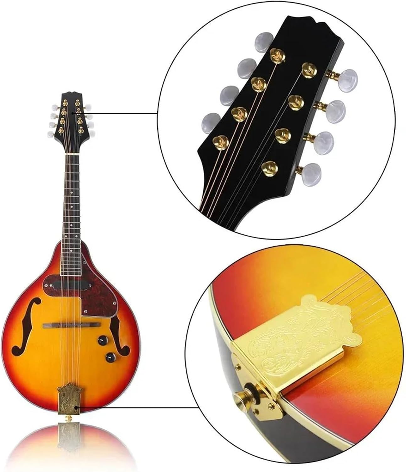 Adult Mandolin Musical Instrument Electric Mandolin Set 8 Strings A Style Electric Mandolin With Case Strings For Beginners Practice Instruments Guitar(Mandolin)