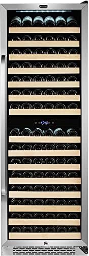 Whynter BWR-1642DZa 164 Bottle Built-in Stainless Steel Dual Zone Compressor Wine Refrigerator Rack and LED Display, Dark Grey