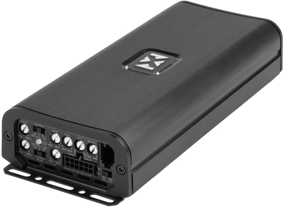 NVX VADM5 v2 Model 1500W Peak (750W RMS) V-Series Micro Full-Range Class D Compact 5-Channel Car/Marine/Powersports Amplifier with Remote Bass Knob (VADM5v2)