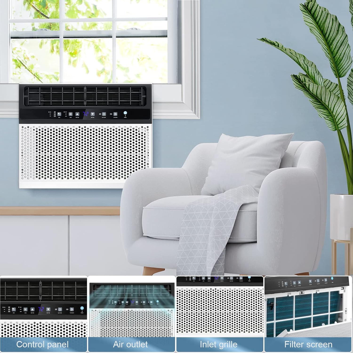 Antarctic Star 10,000 BTU Window Air Conditioners, U-Shaped Air Condtioner Window Unit Cools up to 450 Sq.Ft, Energy-saving Window AC Units, 6 Modes 24H Timer, Easy to Instal, White