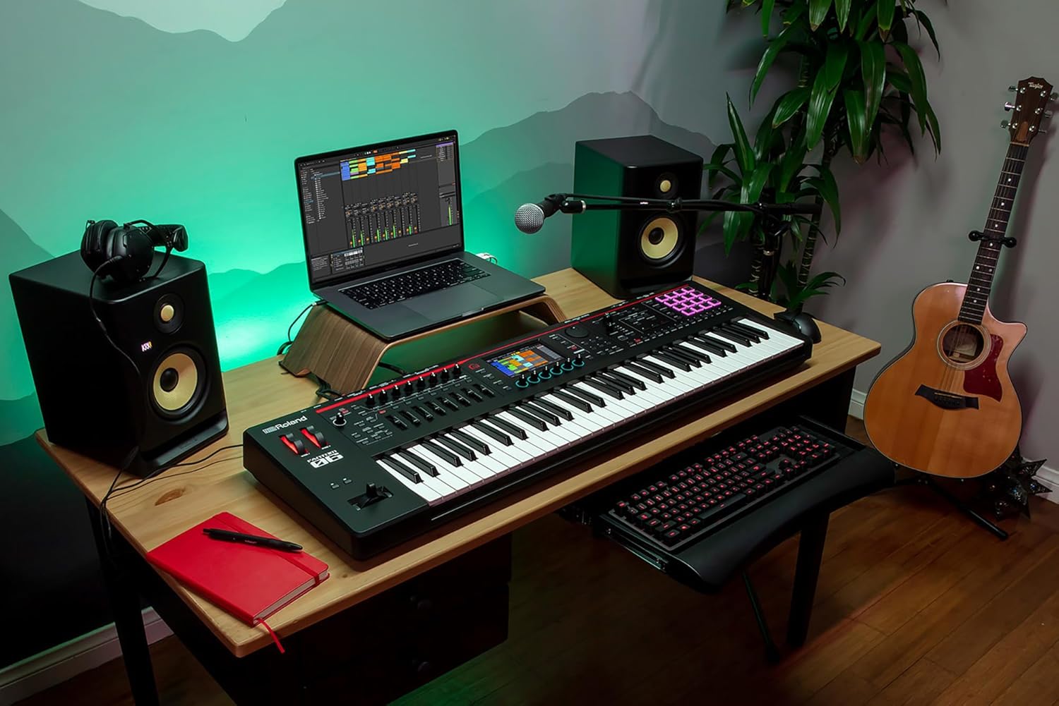 Roland Fantom-06 Synthesizer Keyboard Bundle with Double Braced X-Style Keyboard Stand, Sustain Pedal, Online Piano Lessons, Instructional DVD, and Austin Bazaar Polishing Cloth