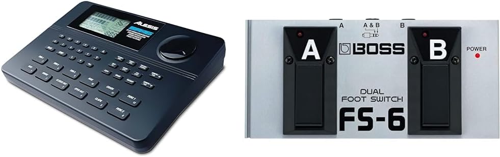 Alesis SR-16 - Studio-Grade Standalone Drum Machine With On-Board Sound Library, Performance Driven I/O and In-Built Effects, Black, 100 patterns & Boss FS-6 Dual Foot Switch