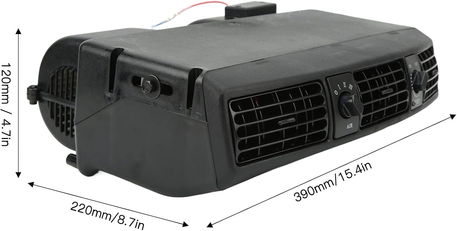 Focket Universal Under Dash AC Air Conditioning Evaporator Kit, 360CFM 3 Speed Cooling Capacity 18853 BTU, 32 Pass 4 Way Coil Universal Air Conditioner for Classic Cars, Motorhomes (12V)