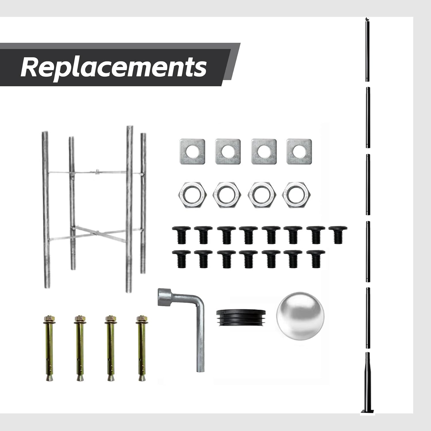 Street Light Pole 20Ft, Street Light Poles for Outdoor Lighting,Solar Pole Accessory for Street, Suitable for Farm, courtyards, Parks, and Roads (114+76)