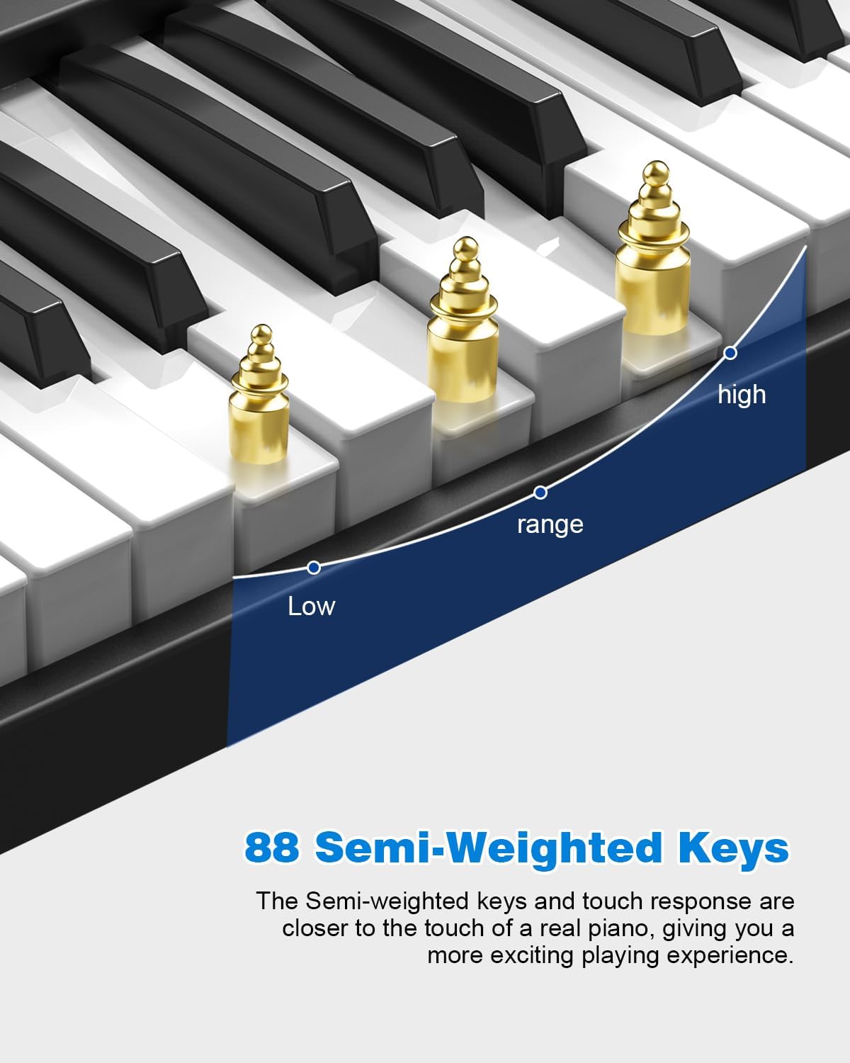 Folding Piano Keyboard 88 Key, Portable Piano Keyboard with Standard Semi Weighted Key, Foldable Piano Support Bluetooth/MIDI with Pedal, Speakers, Ideal for Beginner and Adult