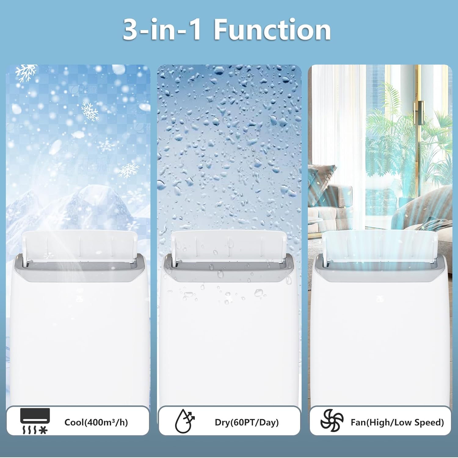 Portable Air Conditioners 12000BTU, 4-in-1 Portable Air Cooler with Sleep Mode, Auto Swing, Dehumidifier & Fan Modes, LED Display Air Conditioners for Bedroom, Office, Easy-to-Clean Washable Filter