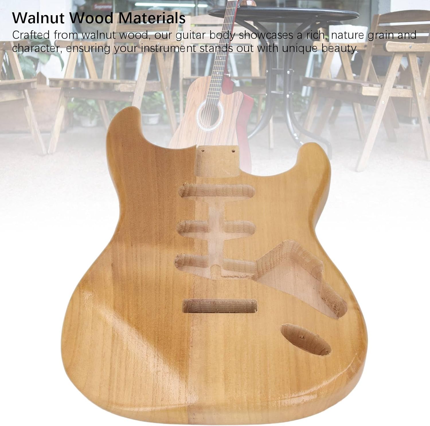 Unhed Electric Guitar, Walnut Wood Guitar, Triple Single Pickup Hole, Customizable DIY for Musicians and Builders, Handcrafted with Walnut Wood