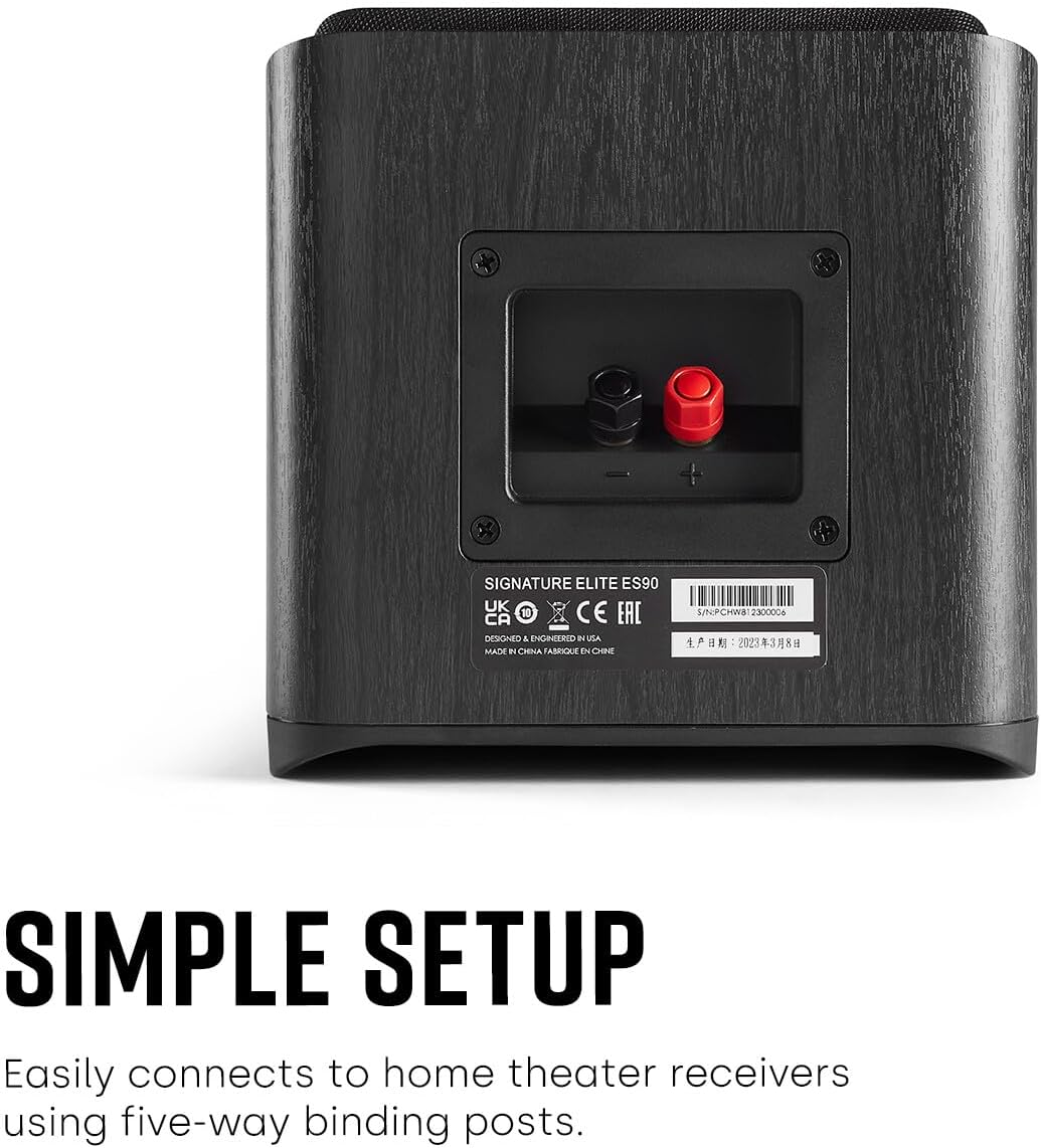 Polk Signature Elite ES90 Height Module Speaker (Pair) for Immersive Overhead Sound, Terylene Dome Tweeter, Mica-Fortified Polypropylene Midrange Woofer, Dolby Atmos, DTS:X, & IMAX Enhanced, Black