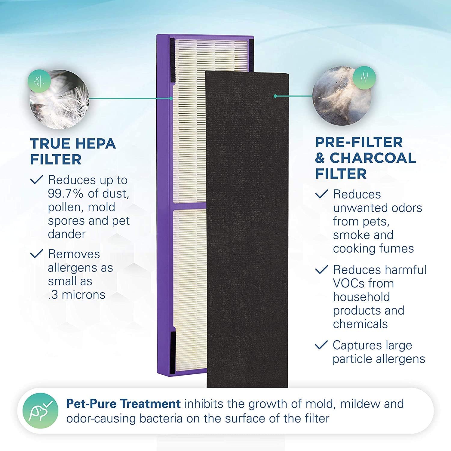 Germ Guardian True HEPA Filter Air Purifier, UV Light Sanitizer, Eliminates Germs, Air Purifier for Home AC4300BPTCA with FLT4850PT True HEPA Genuine Air Purifier Replacement Filter