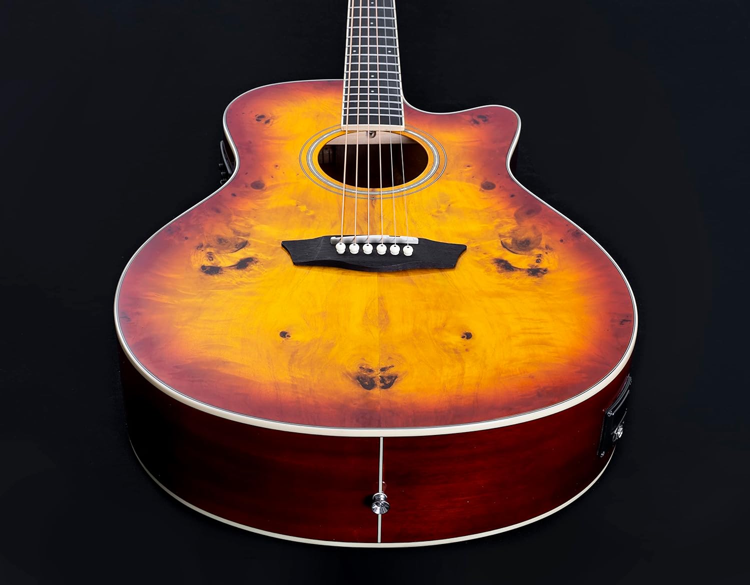 Washburn Deep Forest Burl ACE Acoustic Electric Guitar, Amber Fade (DFBACEA)
