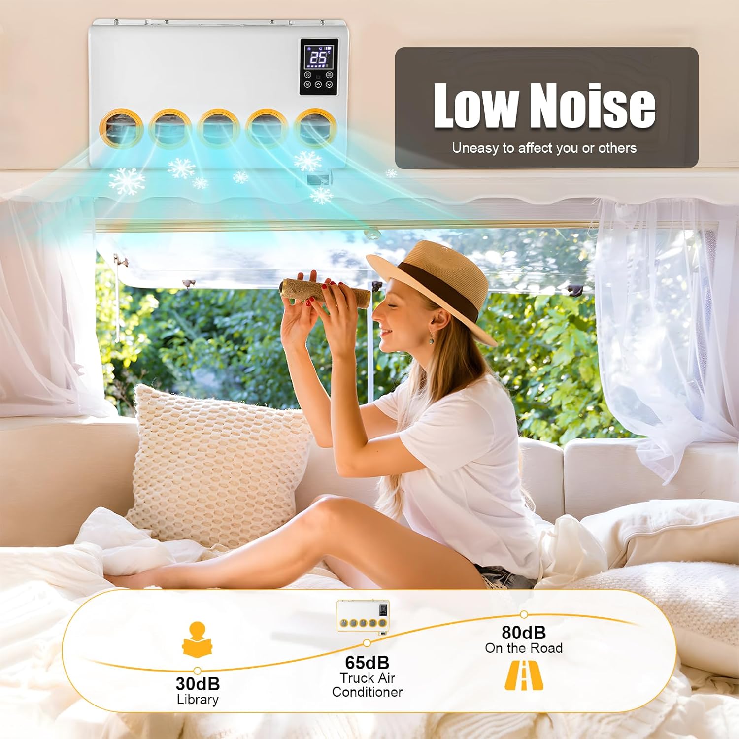 Truck Cab Air Conditioner 12V Air Conditioner 6800BTU A/C Unit RV Camper Accessories 2000W Cooling Power Fast Cooling Portable Air Conditioners for Trucks, RVs, Direct Replacement | US STOCK