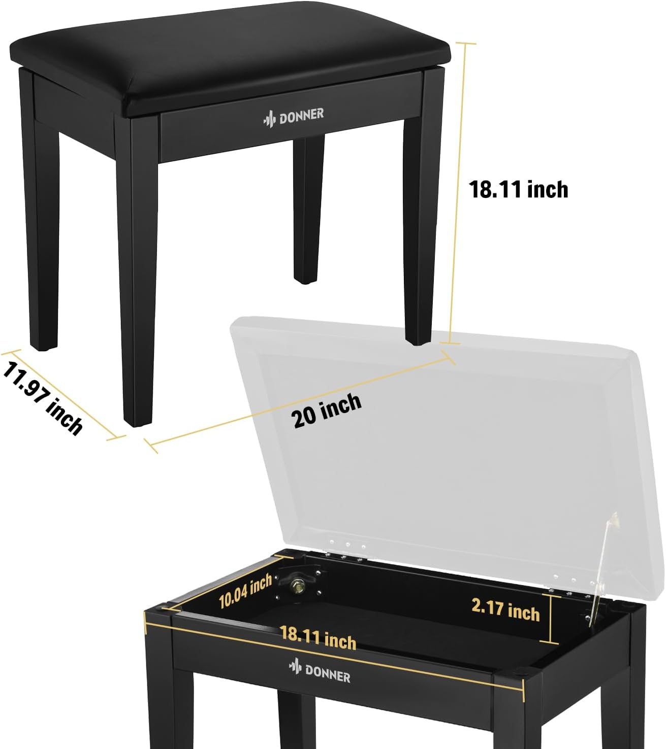 Donner DDP-50 Weighted Digital Piano+Donner Piano Bench with Storage