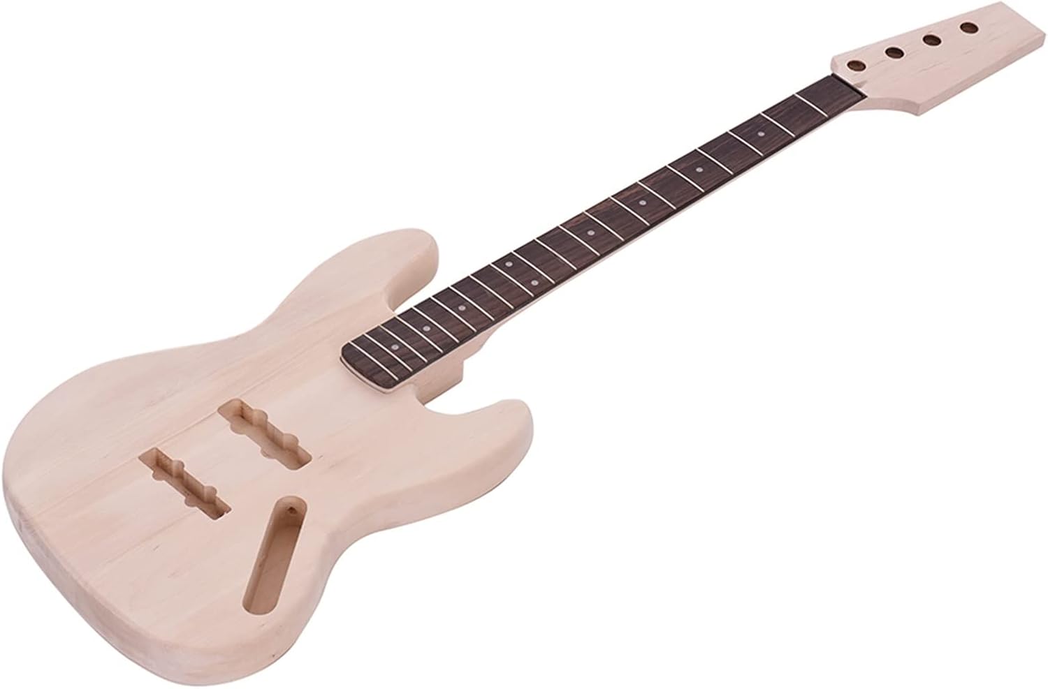 TSTS 4-String Electric Bass Guitar DIY Kit Solid Basswood Body Maple Neck Rosewood Fingerboard DIY Kit Set Unfinished Electric Guitar Kit