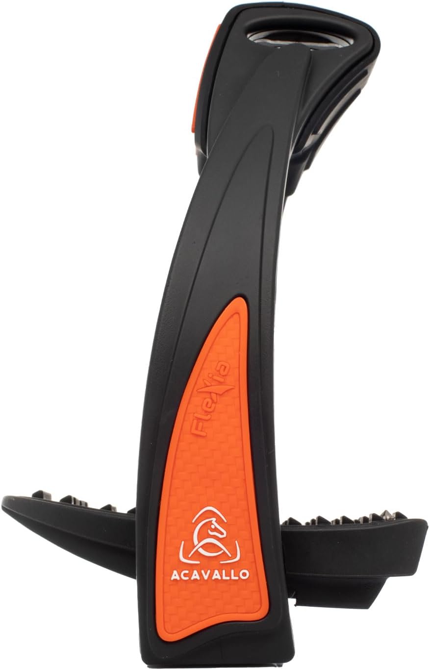 Acavallo Flexia Stirrups, One Size, Black/Orange, Set of 2