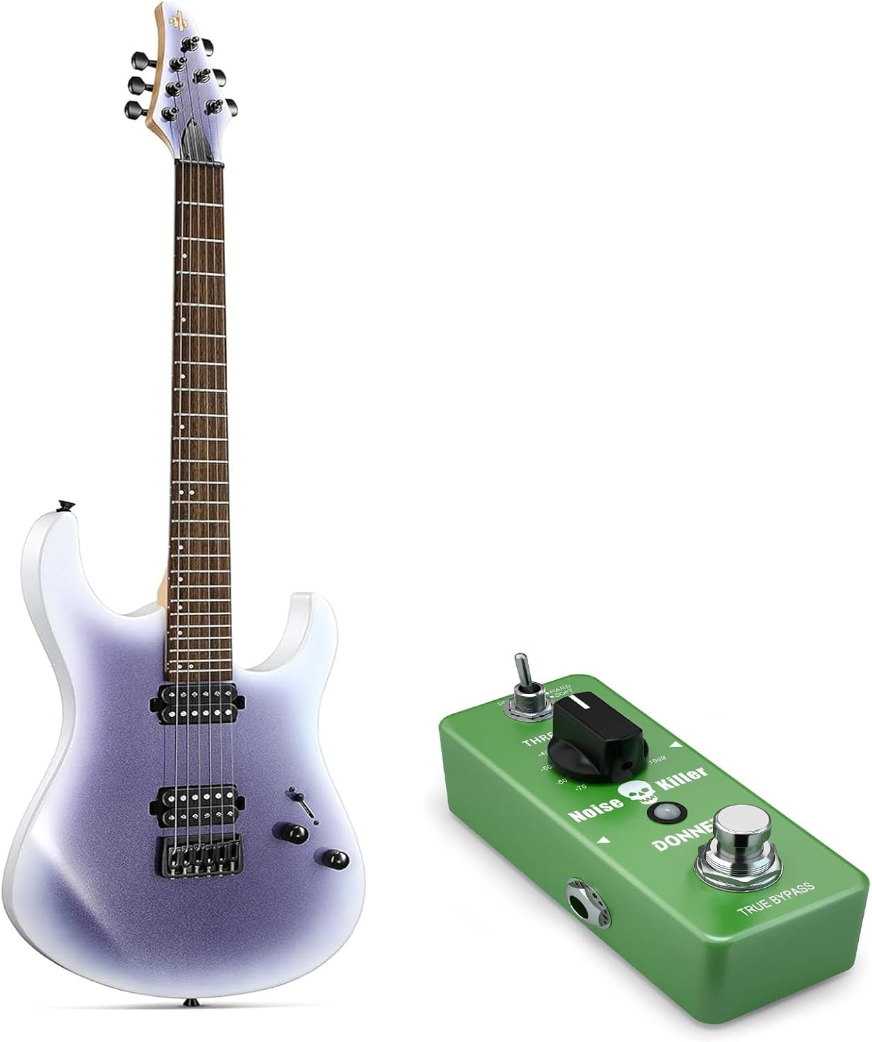 Donner Solid Body Electric Guitar, Matte Finish 39 Inch Metal Electric Guitar Beginner Kits -Noise Gate Pedal