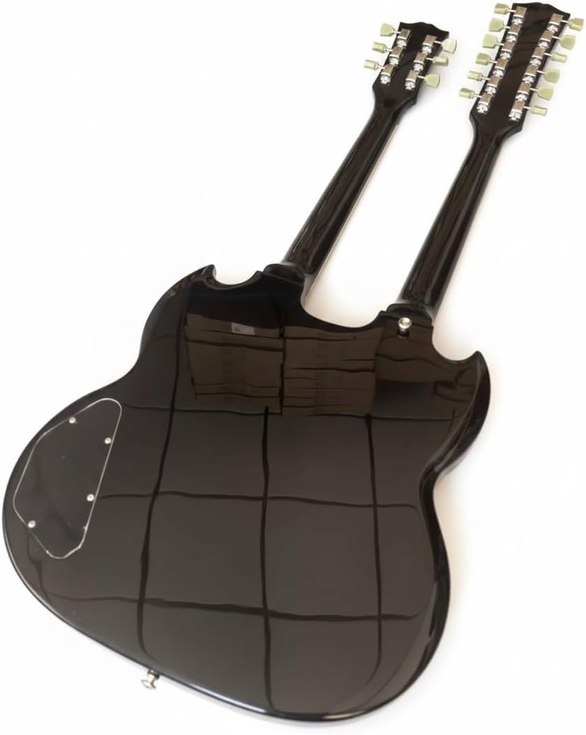 Double Neck Electric Guitar 12 String & 6 - Solid Mahogany Body & Rosewood Fretboard Dual Humbucker Pickups(Black)