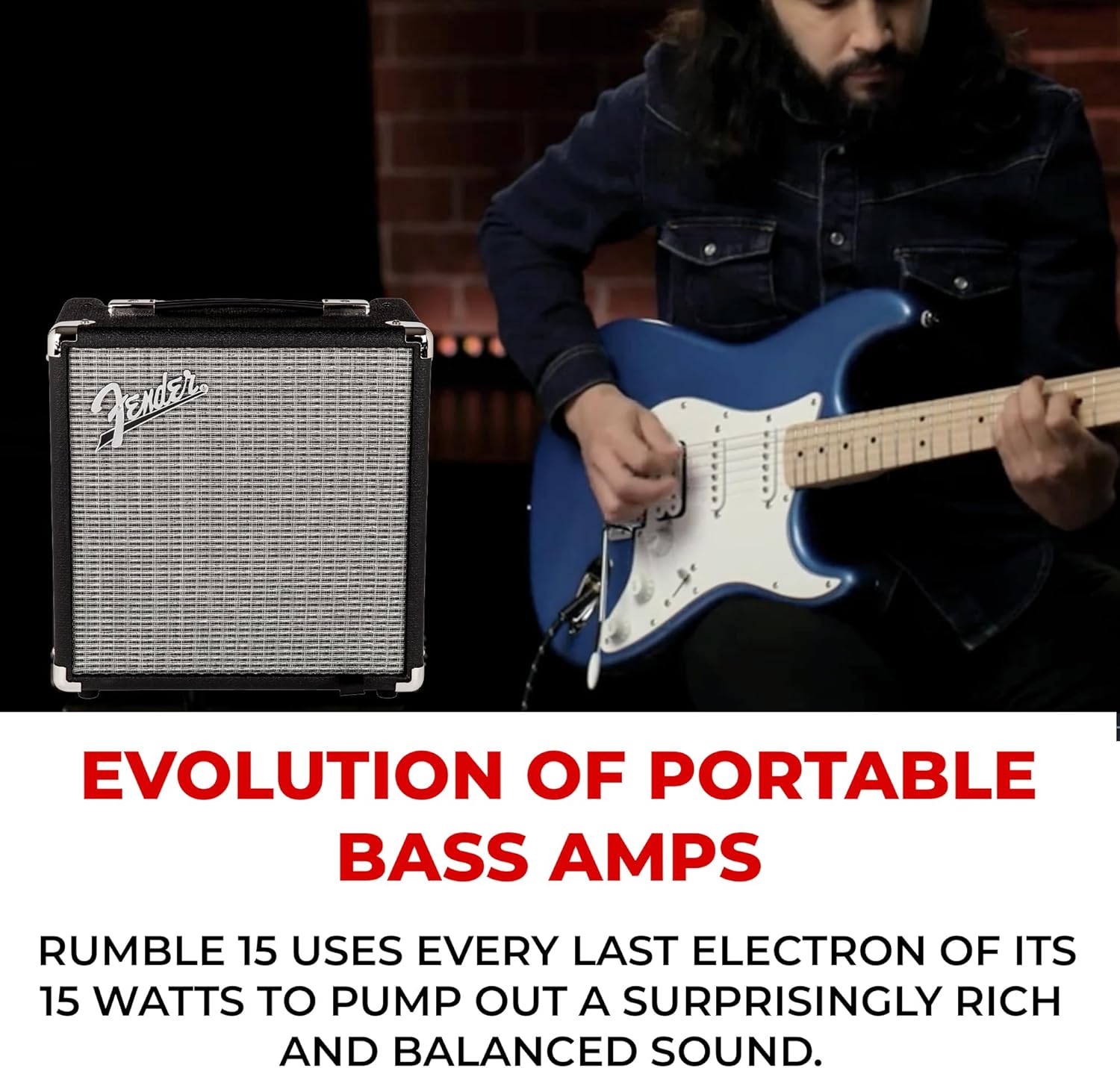 Fender Rumble 15 Bass Combo Amplifier Bundle with Instrument Cable and Austin Bazaar Instructional DVD