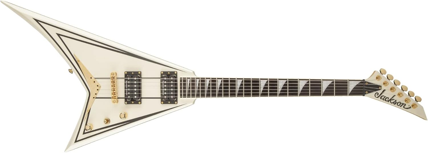 Jackson Pro Series Rhoads 6-String Electric Guitar (Ivory with Black Pinstripes) Bundle with Jackson Rhoads RR 6/7 Molded Case (2 Items)