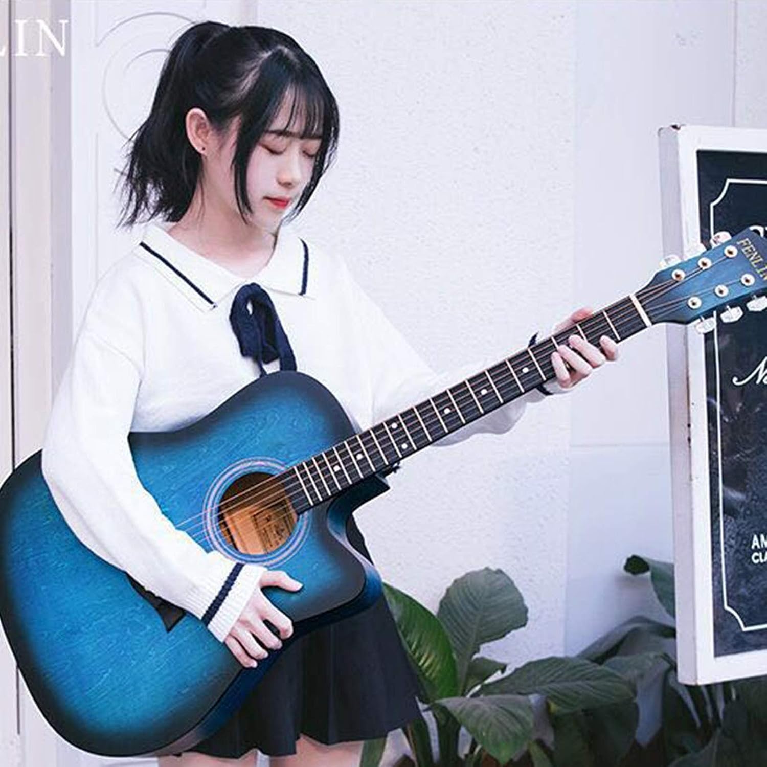 Guitar, Strong Sound Conductivity, More Stable Sound, Closed Knob, Comfortable Grip, Suitable for Beginners and Boys (Size:38 inches-B,Color:A)