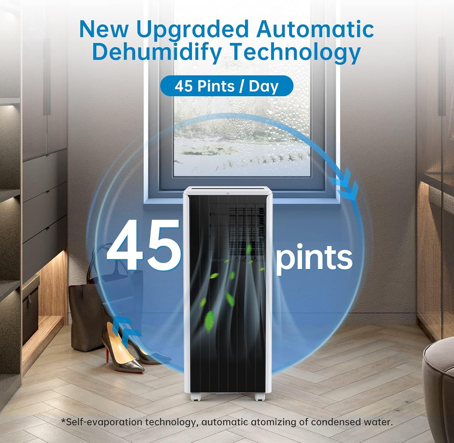 Portable Air Conditioners 8000 BTU, Remote Control AC Unit with 24H Timer, Low Noise & Energy Saving for Rooms Up to 350 Sq.Ft, Dorm, Office, Bedroom, Black & White