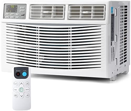 8000 BTUs Window Air Conditioner, Smart Window AC Unit with WiFi, Cools for Small Rooms up to 350 sq. ft. Wall Mount Window AC Unit with Remote Control, Washable Filter, Easy Install Kit