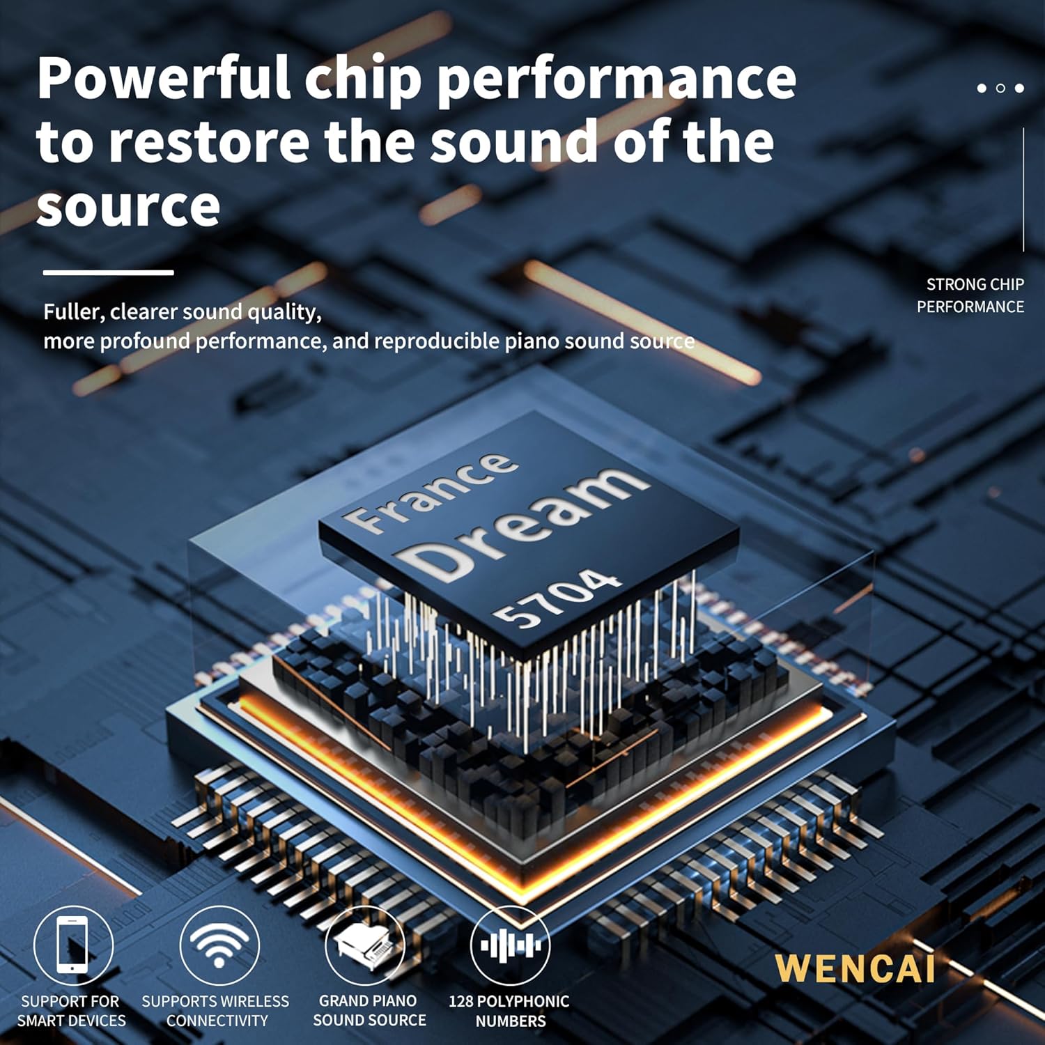 WENCAI 88 Keys Fully Weighted Digital Piano Keyboard, Hammer Action Upright Electric Piano for Beginner Professional with Cushioned Drop Cover, 3 Pedals, Black