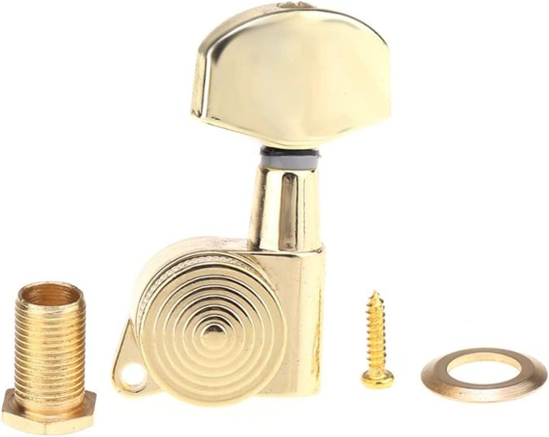 FLFL Guitar String Tuning Pegs Gold 3R3L 19:1 Ratio Locking Tuners Tuning Pegs Machines Heads Set for Electric Or Acoustic Guitar