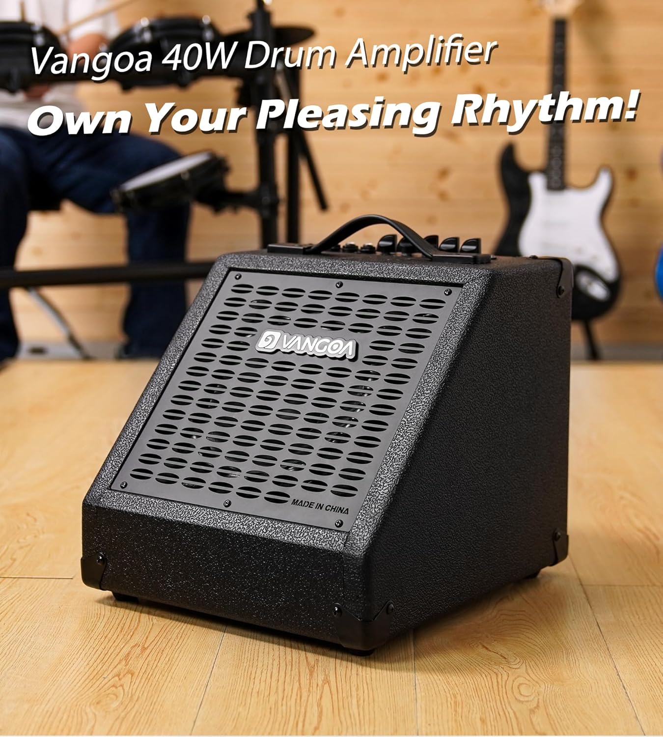 Vangoa Electric Drum Amp 40W Professional Amplifier Speaker, 3 Inputs 3 Band EQ Wireless Electronic Drum Monitor, Keyboard Speaker Includes Power Cable, Black