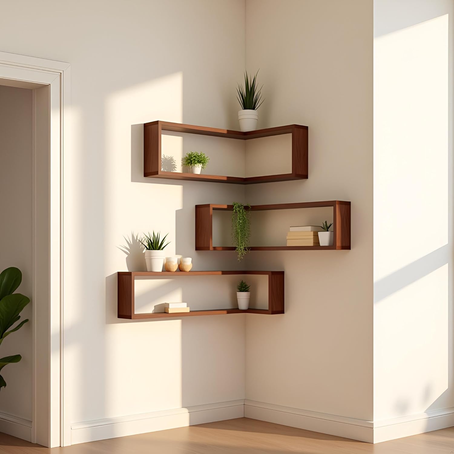 Corner Shelf Wall Mounted, That Light up Your Space, Smart Shelves with Light not Included for Figurines and Collectibles