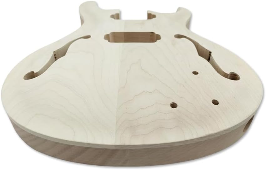 Mahogany Maple Cap Curved Top Semi Hollow Guitar Body Set In Pocket DIY Replacement