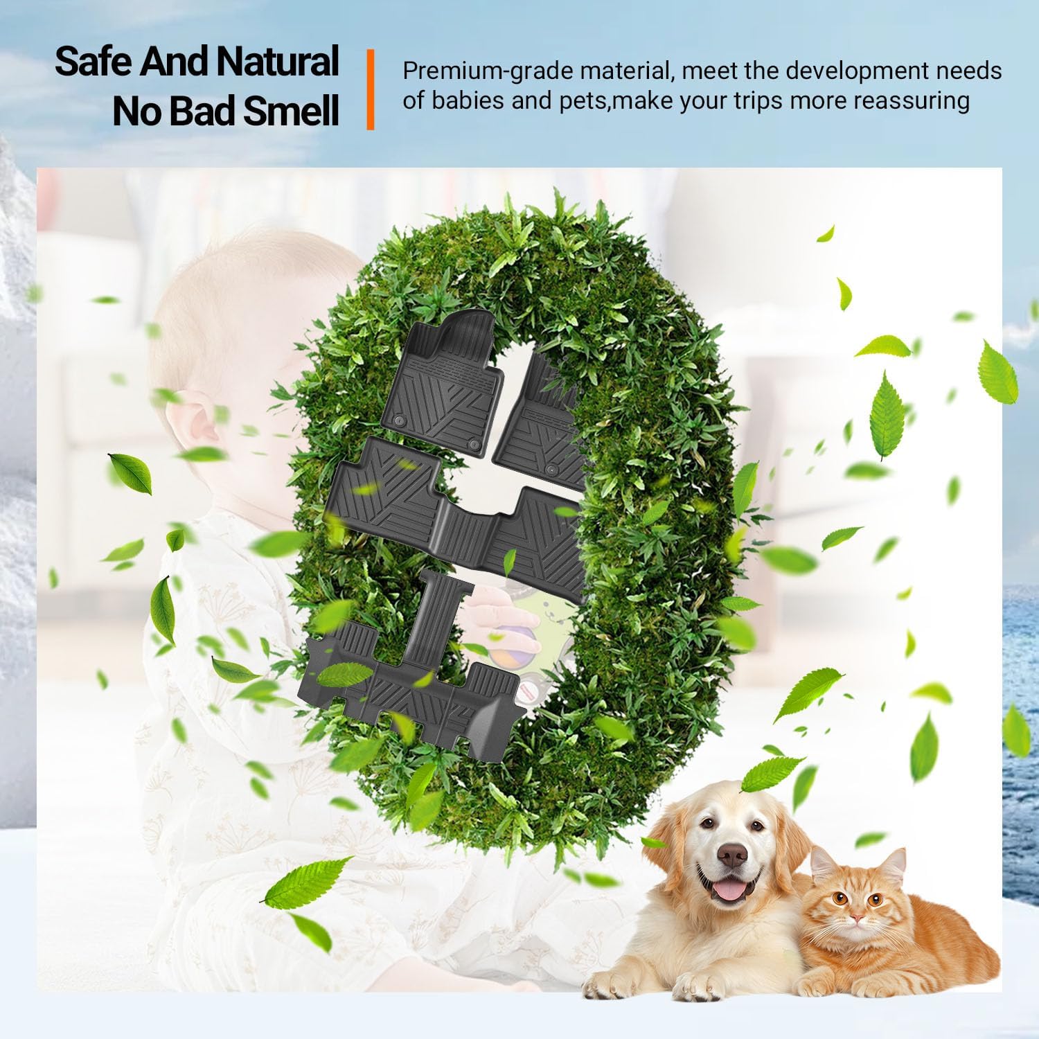 powoq Floor Mats Compatible with 2021-2026 KIA Sorento Cargo Liner with Backrest MatsTrunk Mat Replacement for KIA Sorento 2021 2022 2023 2024 2025 2026 Accessories