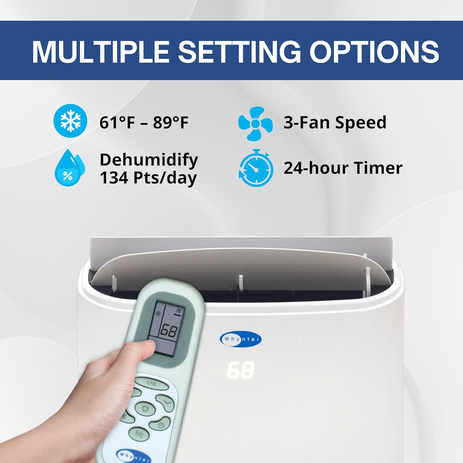 Whynter Portable Air Conditioner 14,000 BTU with Dual Hose Dehumidifier & Cooling Fan for 500 Sq. Ft. Rooms, Includes HEPA Filter, AC Unit Window Kit & Remote, ARC-147WF (10,000 BTU SACC), White