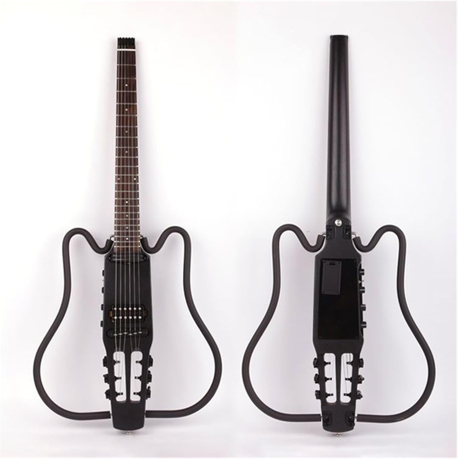 VENEKA Headless Electric Guitar Left and Right Hand Folding Mute Guitar Beginners Entry Portable Travel Headless Electric Guitar (Color : 02)