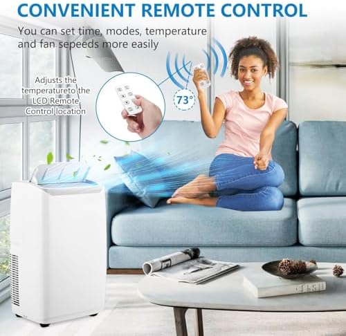 3-in-1 Portable Air Conditioner - 14000 BTUs, Cools Rooms up to 750 Sq.Ft., Dehumidifier & Fan Modes, Remote Control, Quiet Operation, Smart/Sleep Mode, 24H Timer