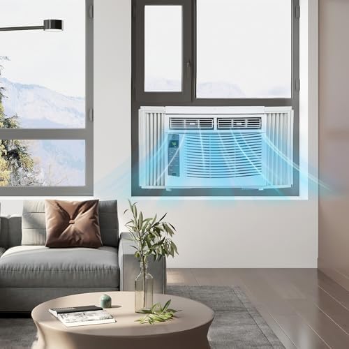 6000 BTU WiFi Window Air Conditioner, Silent Indoor Window Air Conditioner with Remote Control, 3 Air Speeds and 24 Hour Timer, Cools Up to 250 Sq. Ft. Bedrooms, Living Rooms