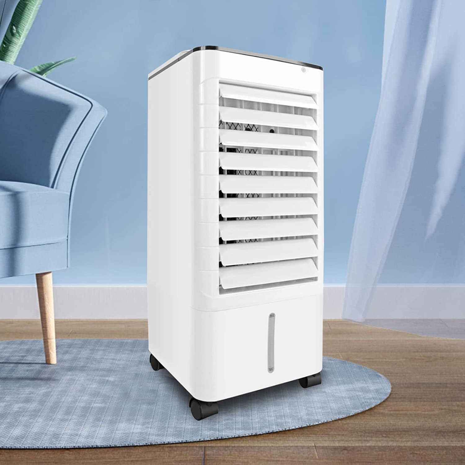 Evaporative Air Cooler, 3-IN-1 Windowless Portable Air Conditioner,Oscillation Swamp Cooler and Humidification-Includes Ice Packs-12 Hour Timer&Remote, Ideal for Home, Office, Bedroom, Kitchen