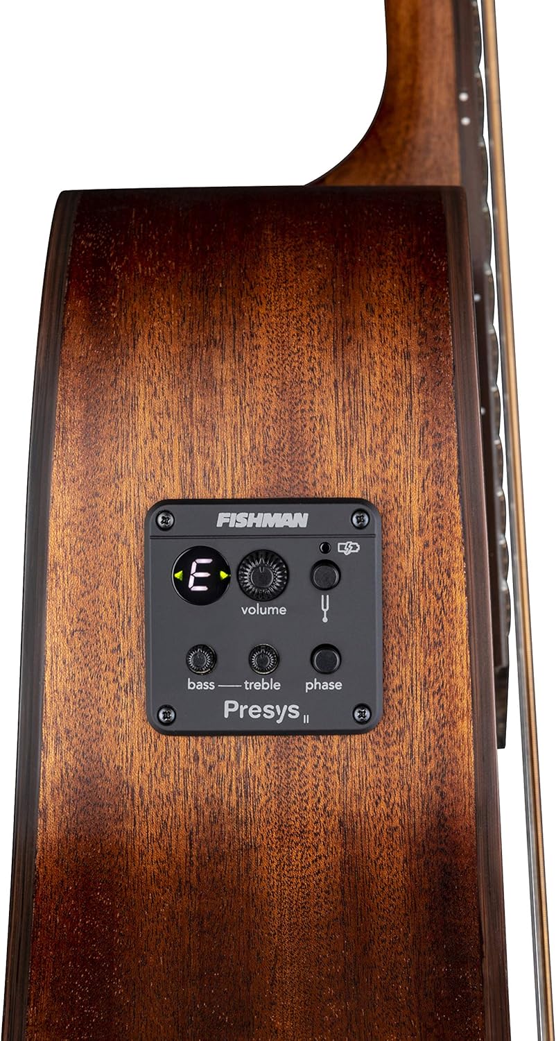 Dean Guitars 6 String St Augustine Folk Solid Top Acoustic/Electric Guitar, Right, Satin Vintage Black Burst (SA FOLK E VB)