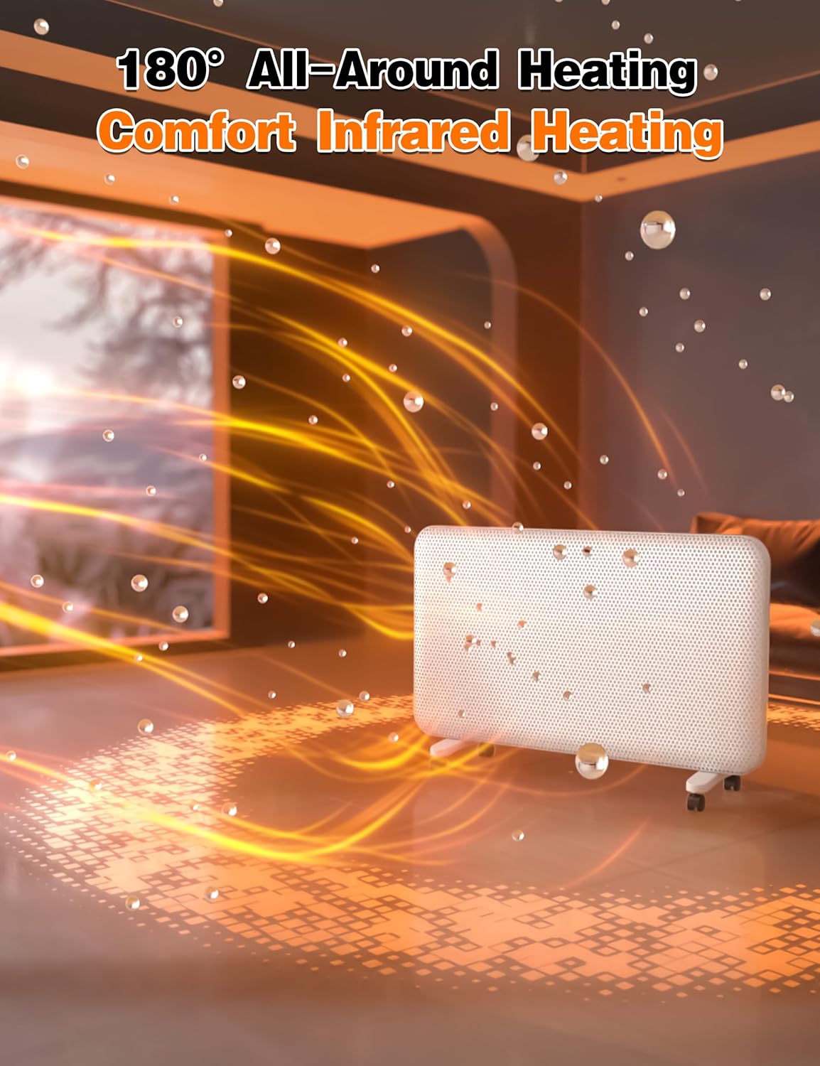 Graphene Convection Panel Infrared Space Heater for Indoor Use Large Room, 1500W Heater with Thermostat, Portable Stand Wall Mounted, Smart WiFi App Control Energy Saving,Work with Tuya