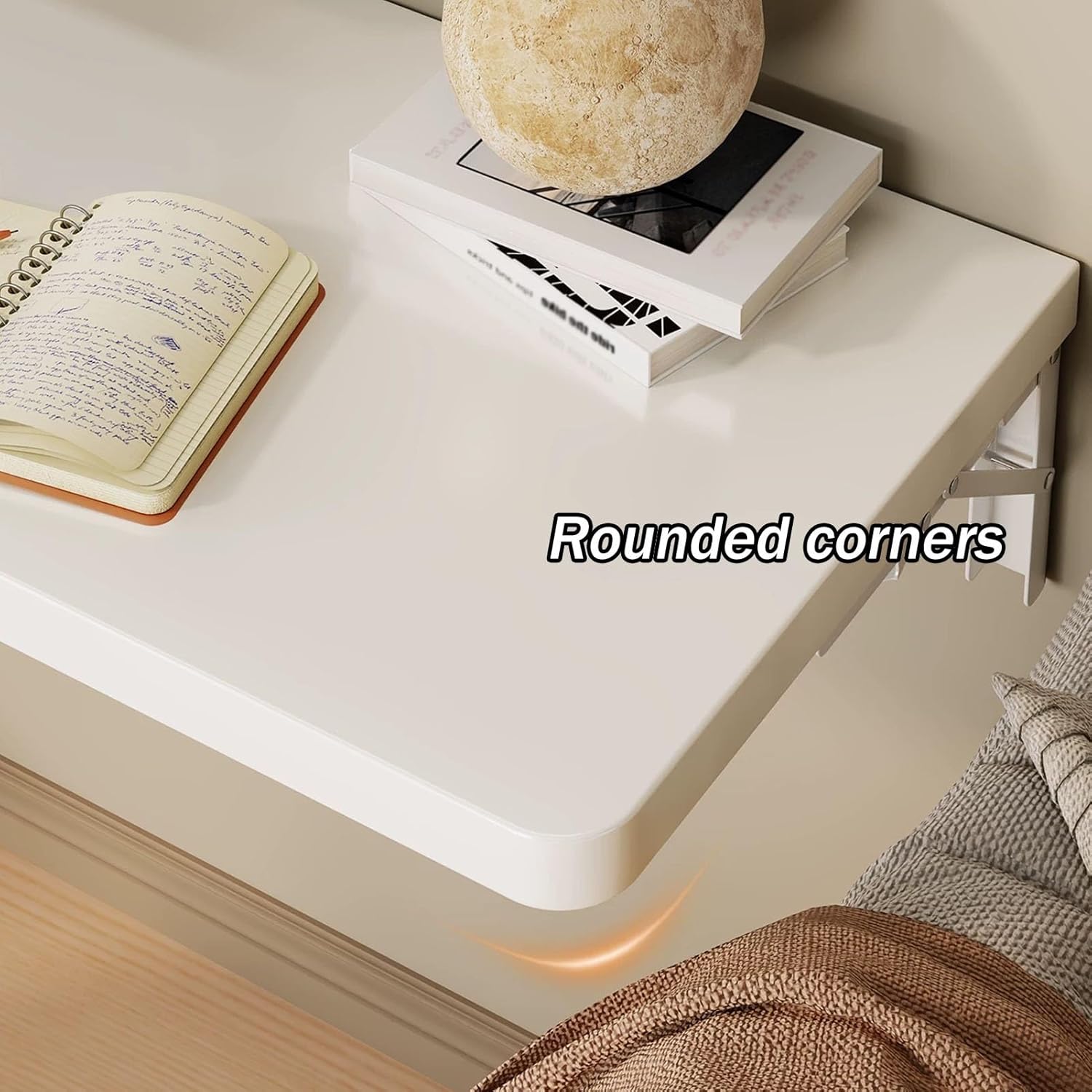 JKGHK Wall Mounted Radiator Shelf, 90° Foldable Radiator Covers for Home, Floating Over Radiators Cover Storage Table with Shelf Brackets, for Home, Dining, Office(White,47x16in/120x40cm)