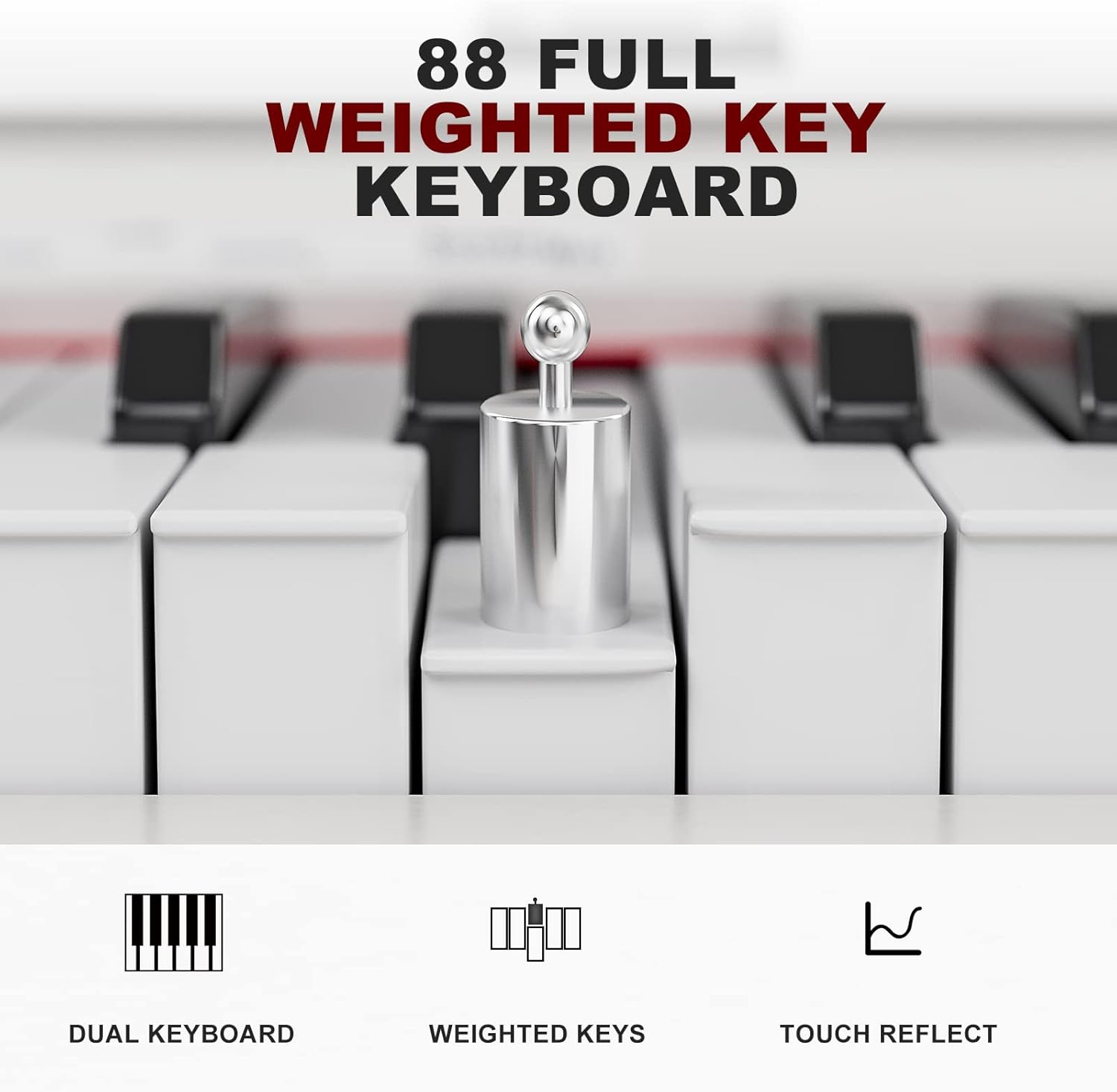 UMOMO 88 Weighted Key Digital Piano with Piano Bench, Hammer Action Electric Piano with Piano Stand, Headphone Jack, 3 Pedal, Full Size Electronic Piano Keyboard for Beginner, Adults, White