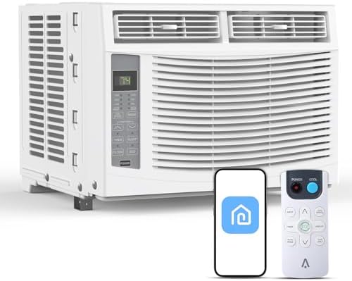 6000 BTU Window Air Conditioner with WiFi, 3 in-1 Energy Saving Window AC Unit with Remote & App Control & Timer Function & Easy Install Kit, Cools 250 Sq.Ft. for Bedroom, Living Room, White