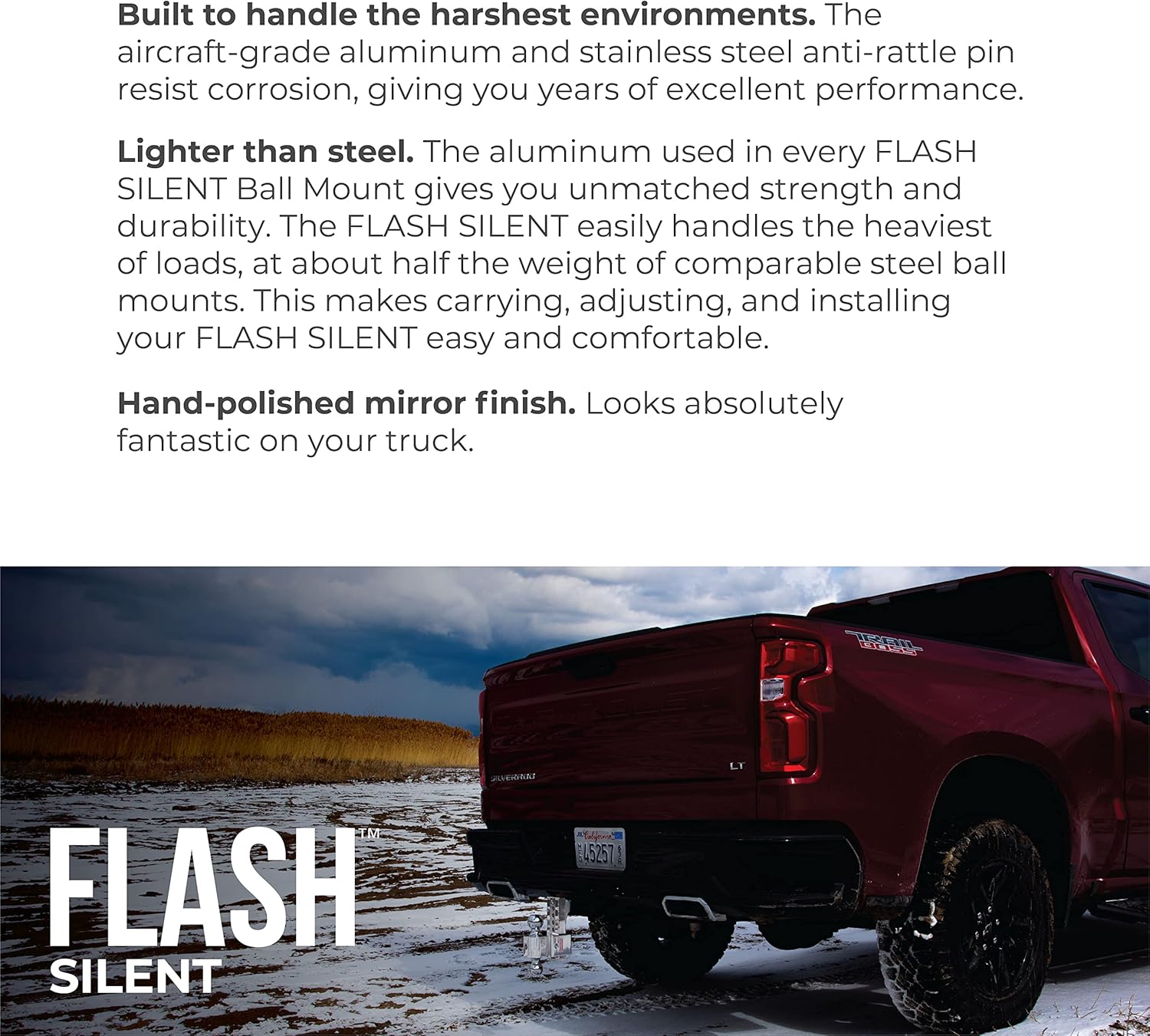 Fastway Flash STBM DT-STBM6600 Adjustable Silent Tow Ball Mount with 6 Inch Drop, 2 Inch Shank, and Chrome Plated Balls