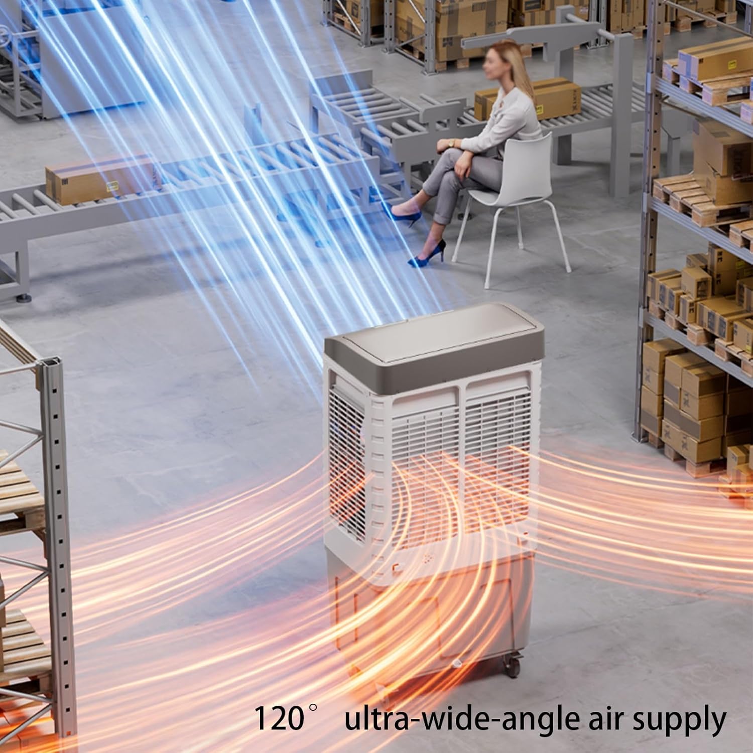 Portable Air Conditioners, 120°Oscillation Three Wind Speed Evaporative Cooler, Large Water Tank Air Cooler for Room Office(50 * 40 * 98cm)