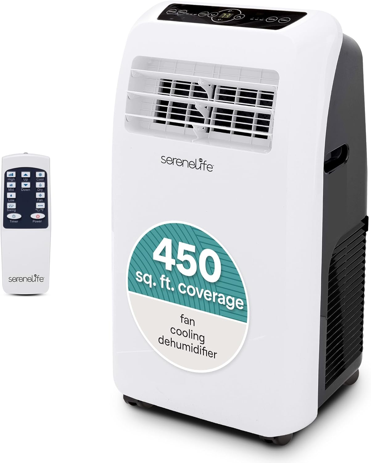 SereneLife Portable Air Conditioner 12,000 BTU with Built-in Dehumidifier - Portable AC unit for rooms up to 550 sq ft - Small AC Unit Remote Control, Window Mount Exhaust Kit