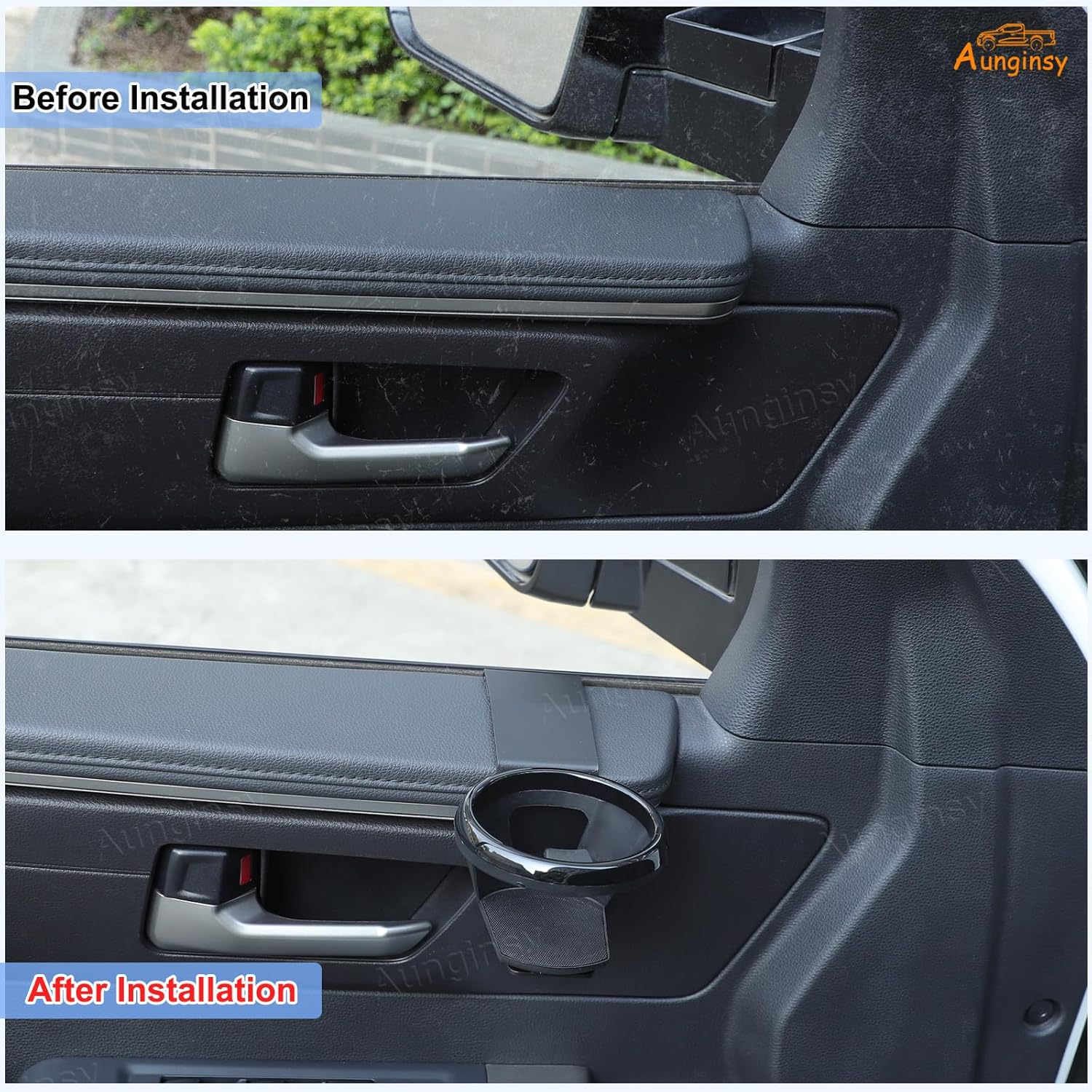 Aunginsy Car Cup Holder Compatible with Toyota Tundra/Sequoia 2022-2025 Inner Door Panel Cup Holder Expander Drink Water Stand Front Door Panel Cup Bottle Mount Organizer Tray Accessories (Left+Right)