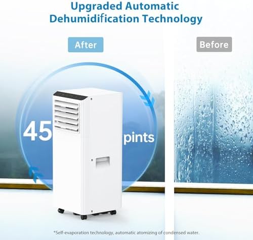8,000 BTU Portable Air Conditioner, AC Unit Portable for Room up to 350 sq.ft, with Cools/Fan/Dehumidifier, Remote Control, 24H Timer, Bedroom Apartments Office