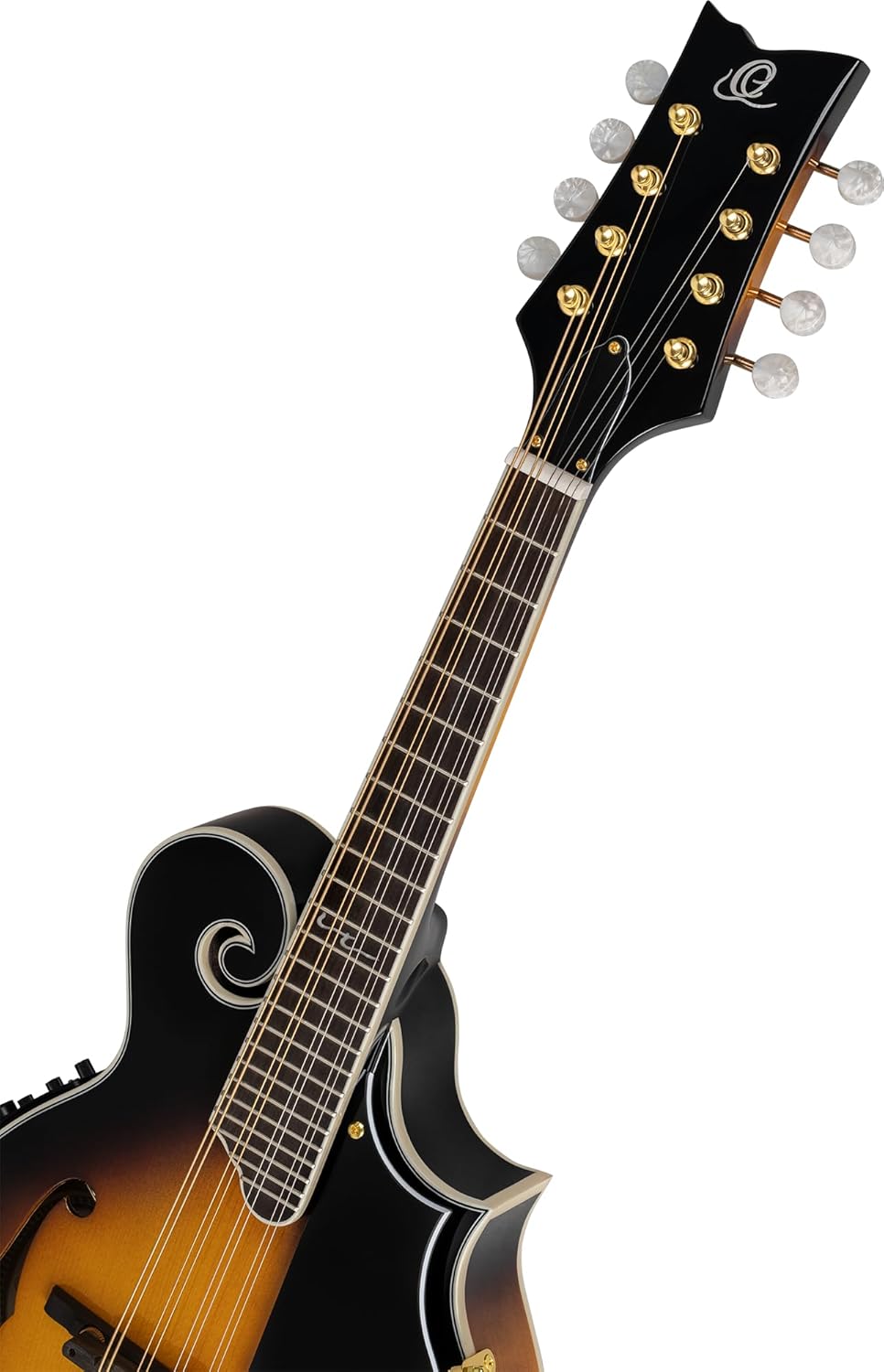 Ortega Guitars, 8-String F-Style Series Solid Top Acoustic-Electric Mandolin w/Bag, Right, Gold (RMFE90TS)