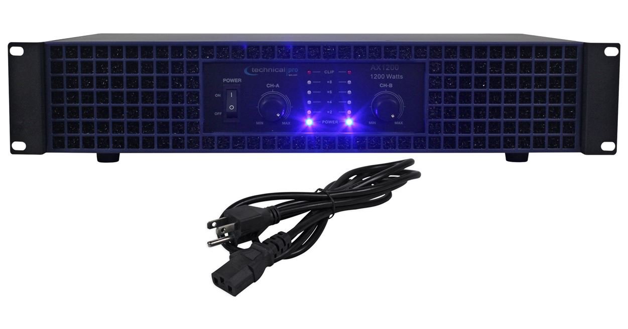 New Technical Pro AX1200 1200 Watt 2-Channel Amplifier 2U Rack DJ Power Amp